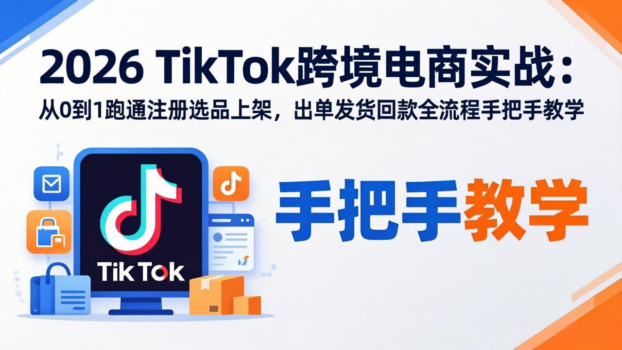 2026TikTok跨境电商实战-更新：从0到1跑通注册选品上架，出单发货回款全流程手把手教学-源创文化-轻创终点站