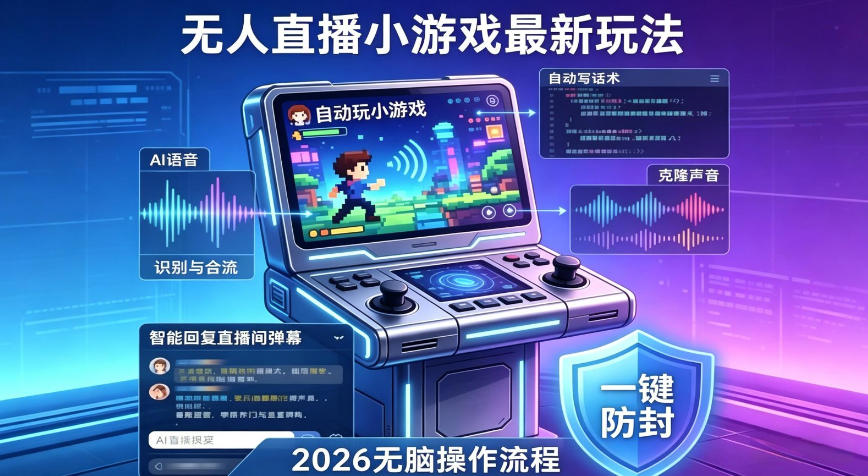 2026年AI无人直播小游戏全流程，不违规不封号，开启创业副业增收之路，小白月入1w+【揭秘】-源创文化-轻创终点站