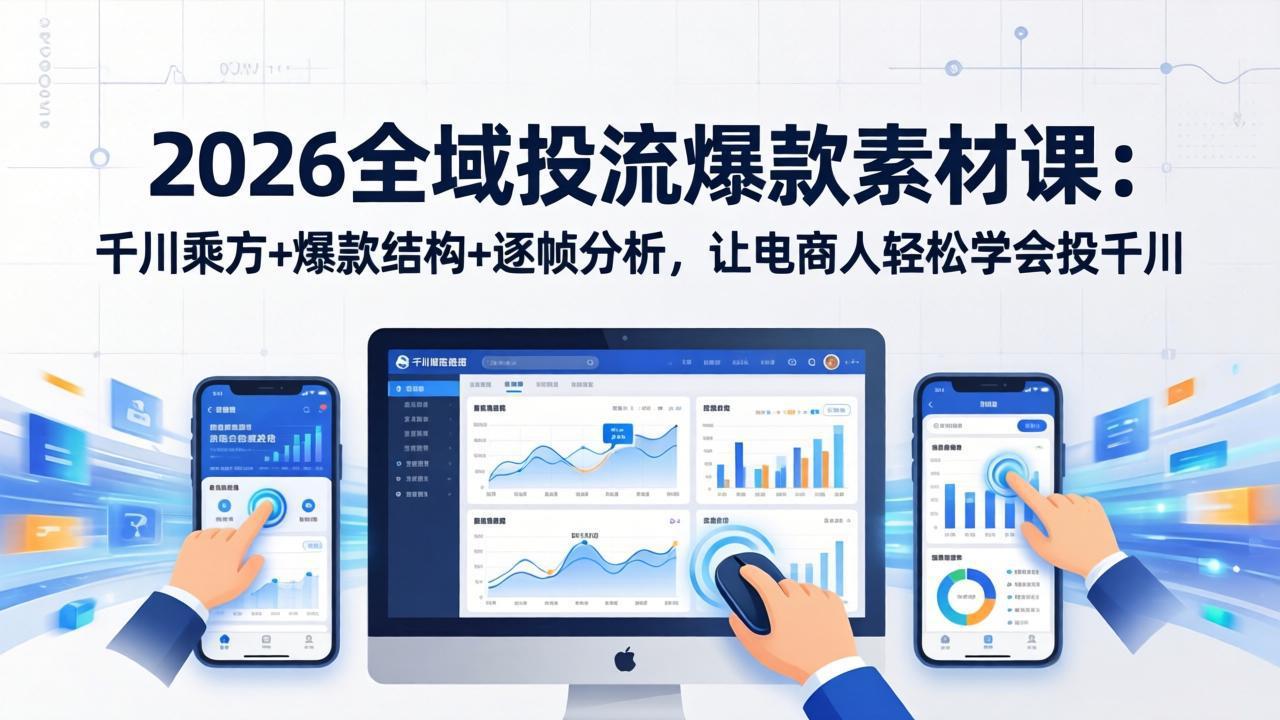 2026全域投流爆款素材课：千川乘方+爆款结构+逐帧分析，让电商人轻松学会投千川-源创文化-轻创终点站