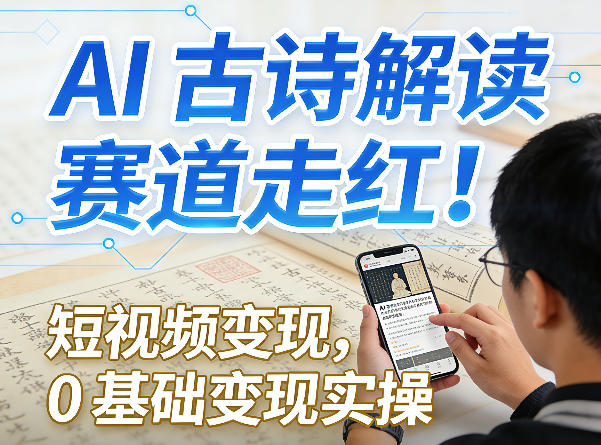 AI古诗解读赛道走红！短视频变现，0基础变现实操-源创文化-轻创终点站