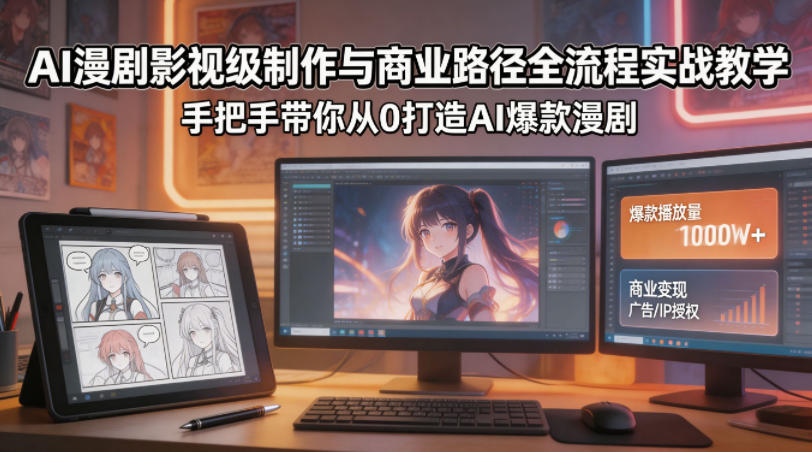 AI漫剧影视级制作与商业路径全流程实战教学，手带你从0打造AI爆款漫剧-源创文化-轻创终点站