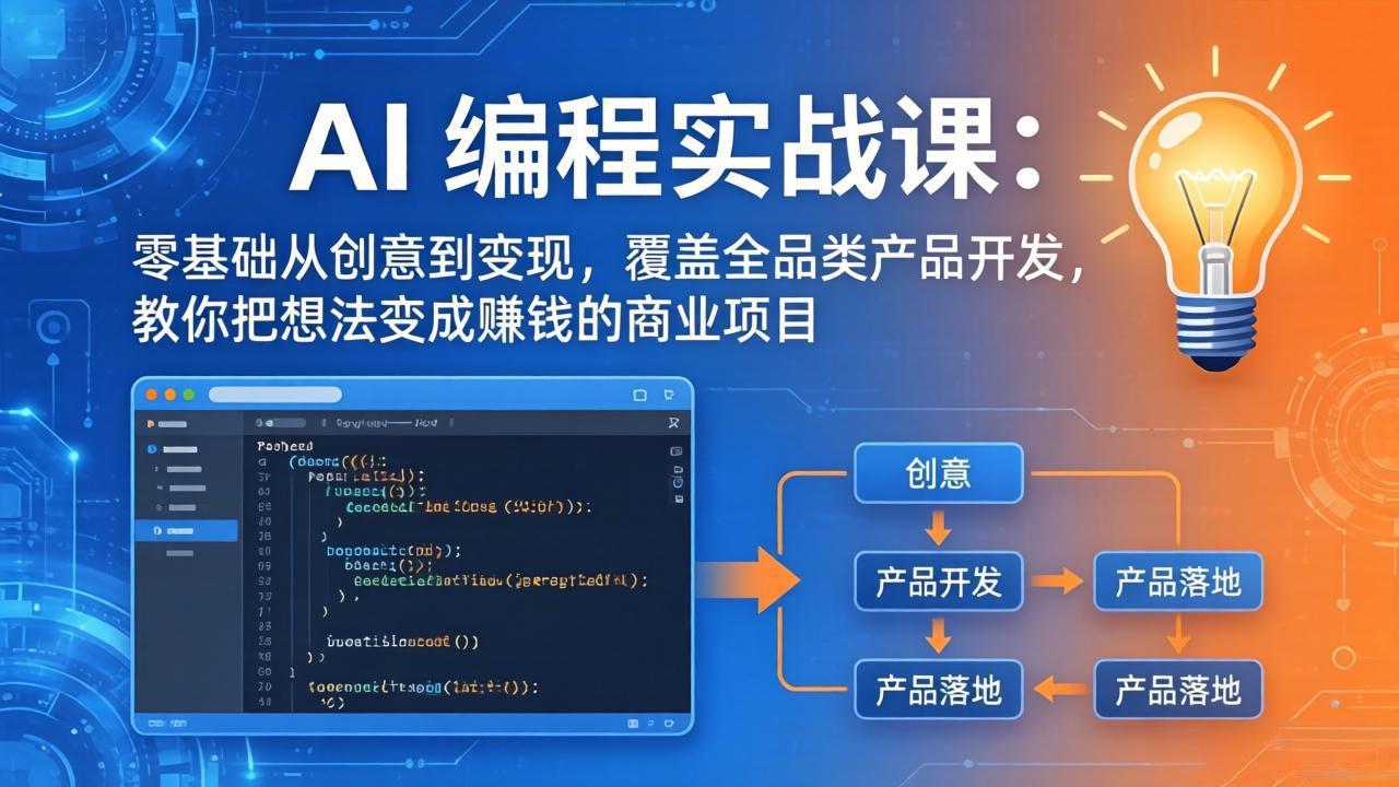 AI编程实战课-第三期-5月3更新：零基础从创意到变现，覆盖全品类产品开发，把想法变成赚钱项目-源创文化-轻创终点站