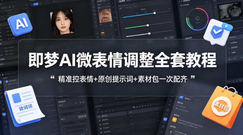 即梦AI微表情调整全套教程，精准控表情+原创提示词+素材包一次配齐-源创文化-轻创终点站