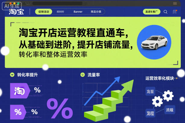 淘宝开店运营教程直通车，从基础到进阶，提升店铺流量，转化率和整体运营效率(更新26年3月24日)-源创文化-轻创终点站