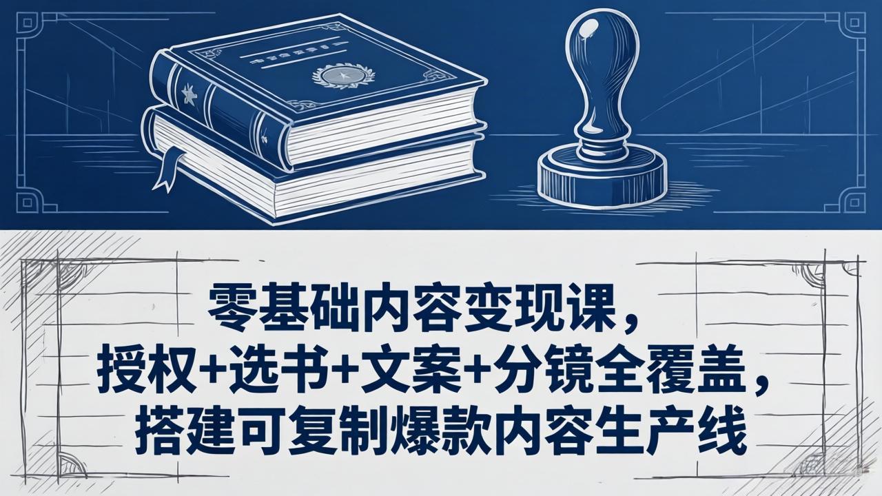 零基础内容变现课，授权+选书+文案+分镜全覆盖，搭建可复制爆款内容生产线-源创文化-轻创终点站
