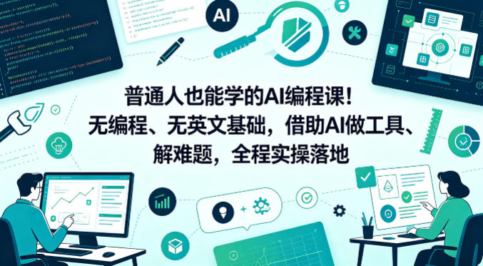 普通人也能学的AI编程课！无编程、无英文基础，借助AI做工具、解难题，全程实操落地-源创文化-轻创终点站