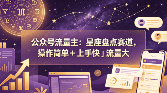 公众号流量主：星座盘点赛道，操作简单＋上手快＋流量大-源创文化-轻创终点站
