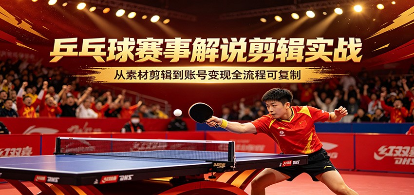 乒乓球赛事解说剪辑实战，从素材剪辑到账号变现全流程可复制-源创文化-轻创终点站