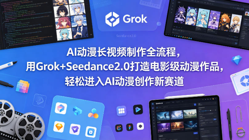 AI动漫长视频制作全流程,用Grok+Seedance2.0打造电影级动漫作品,轻松进入AI动漫创作新赛道-源创文化-轻创终点站