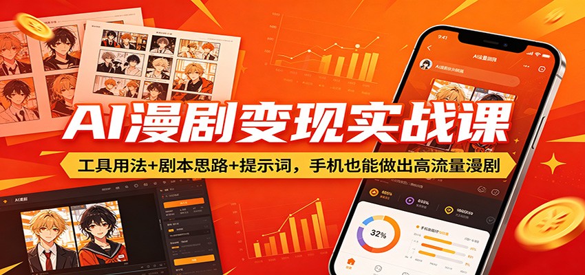 AI漫剧变现实战课:工具用法+剧本思路+提示词,手机也能做出高流量漫剧-源创文化-轻创终点站