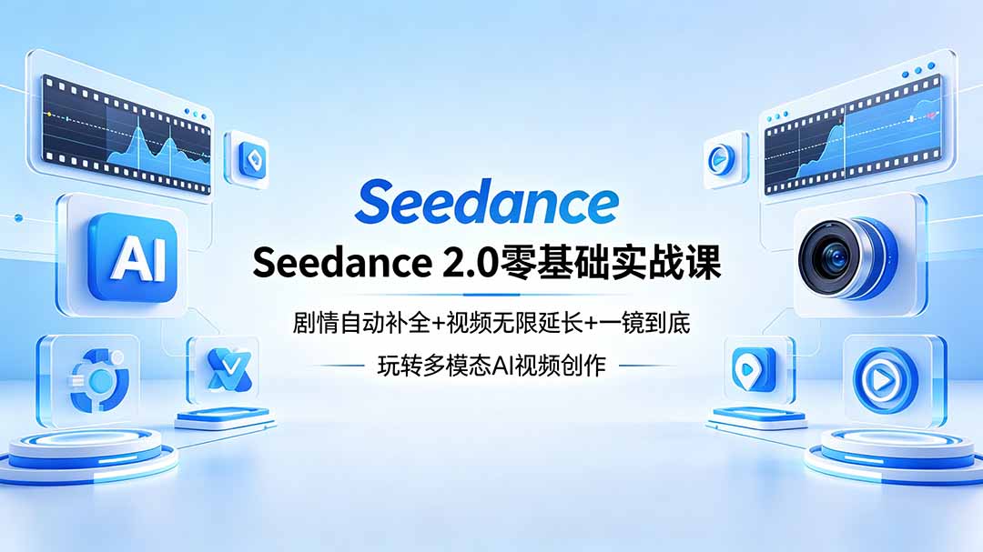 Seedance 2.0零基础实战课：剧情自动补全+视频无限延长+一镜到底：玩转多模态AI视频创作-源创文化-轻创终点站