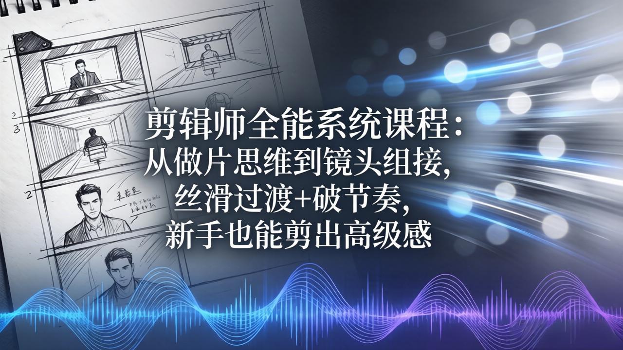 剪辑师全能系统课程：从做片思维到镜头组接，丝滑过渡+破节奏，新手也能剪出高级感-源创文化-轻创终点站