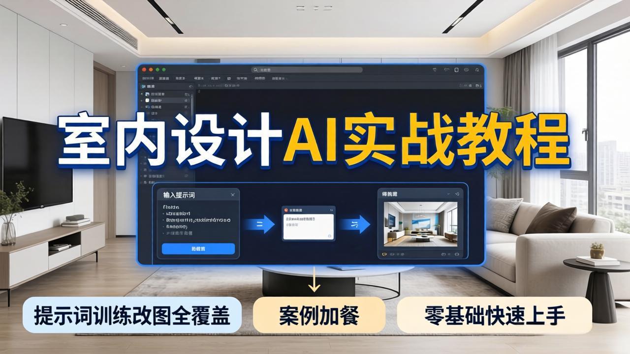 2026室内设计AI实战教程，提示词训练改图全覆盖，搭配案例加餐，零基础也能快速上手-源创文化-轻创终点站