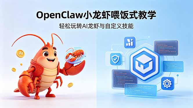 不用懂技术！OpenClaw小龙虾喂饭式教学，轻松玩转AI龙虾与自定义技能-源创文化-轻创终点站