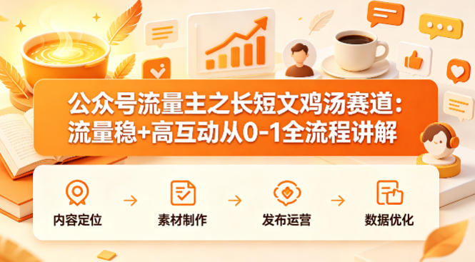 公众号流量主之长短文鸡汤赛道，流量稳+高互动，从0-1全流程讲解-源创文化-轻创终点站