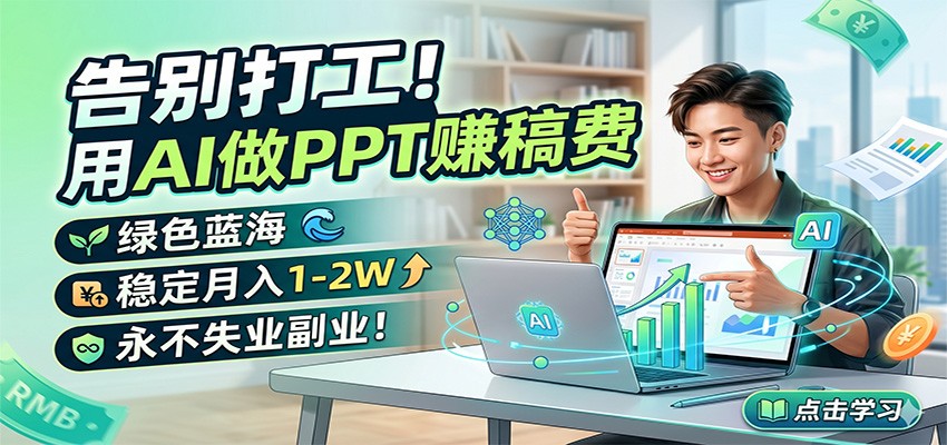 告别打工!用AI做PPT赚稿费,绿色蓝海,稳定月入1-2W,永不失业副业!-源创文化-轻创终点站