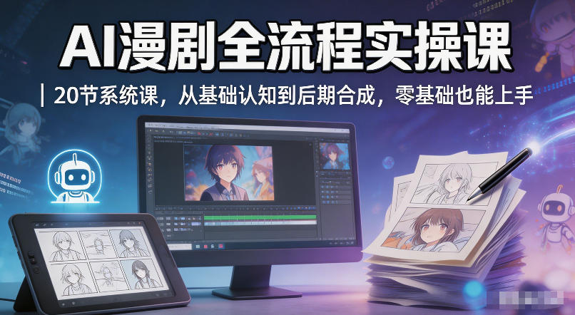 AI漫剧全流程实操课｜20节系统课，从基础认知到后期合成，零基础也能上手-源创文化-轻创终点站