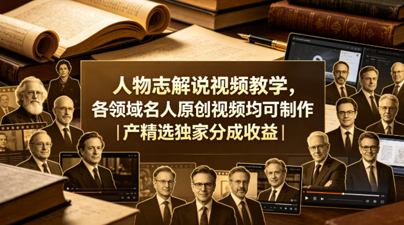 人物志解说视频教学，各领域名人原创视频均可制作丨精选独家分成收益(更新0430)-源创文化-轻创终点站