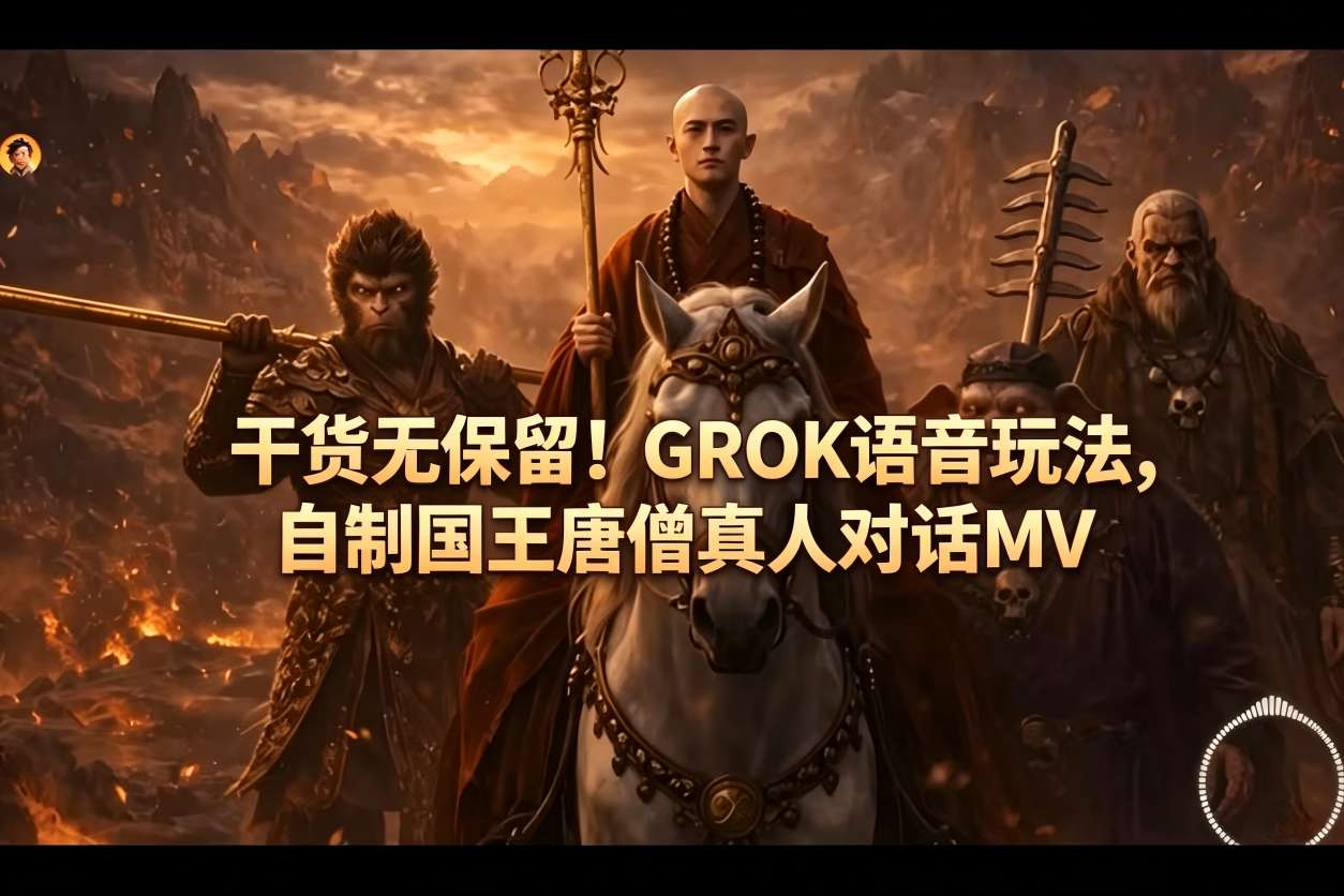 干货无保留！GROK语音玩法，自制国王唐僧真人对话MV-源创文化-轻创终点站