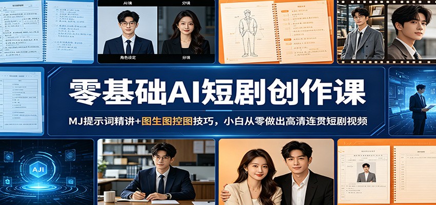 零基础AI短剧创作课:MJ提示词精讲+图生图控图技巧,小白从零做出高清连贯短剧视频-源创文化-轻创终点站