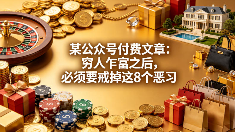 某公众号付费文章：穷人乍富之后，必须要戒掉这8个恶习-源创文化-轻创终点站