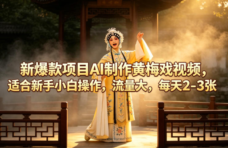 新爆款项目AI制作黄梅戏视频,适合新手小白操作,流量大,每天2-3张-源创文化-轻创终点站