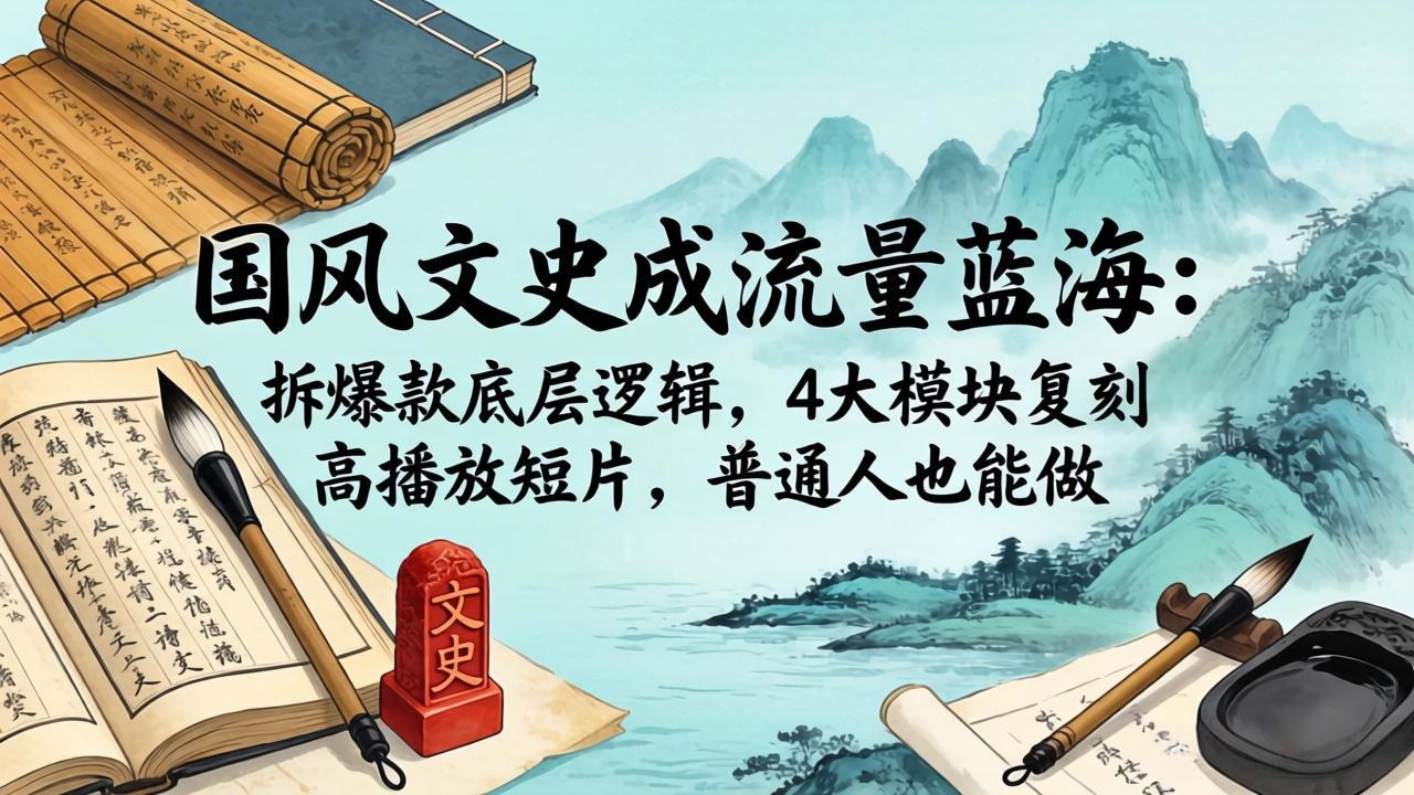 国风文史成流量蓝海：拆爆款底层逻辑，4大模块复刻高播放短片，普通人也能做-源创文化-轻创终点站