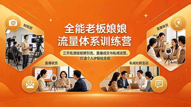 全能老板娘流量体系训练营,三天吃透短视频引流、直播成交与私域运营,打造个人IP轻松变现-源创文化-轻创终点站