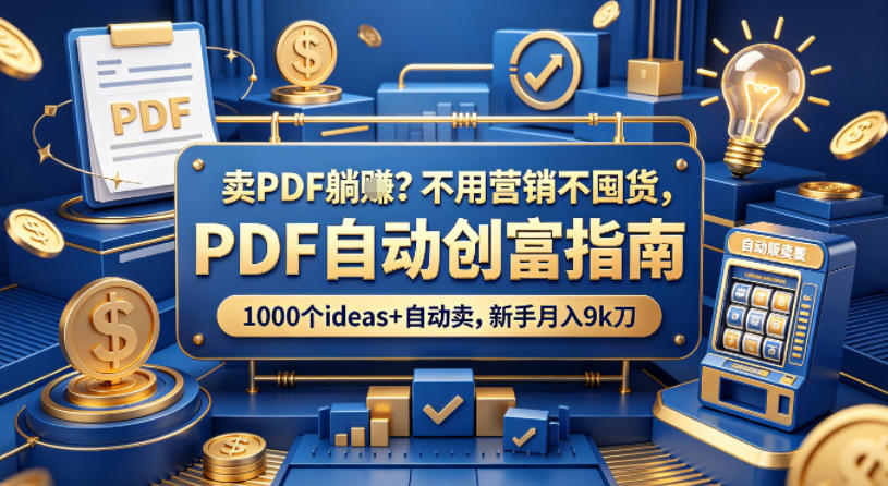 卖PDF躺賺?不用营销不囤货,PDF自动创富指南,1000个ideas+自动卖,新手月入9k刀【原创双语字幕】-源创文化-轻创终点站