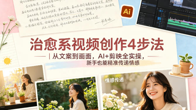 治愈系视频创作4步法｜从文案到画面，AI+剪映全实操，新手也能精准传递情感-源创文化-轻创终点站