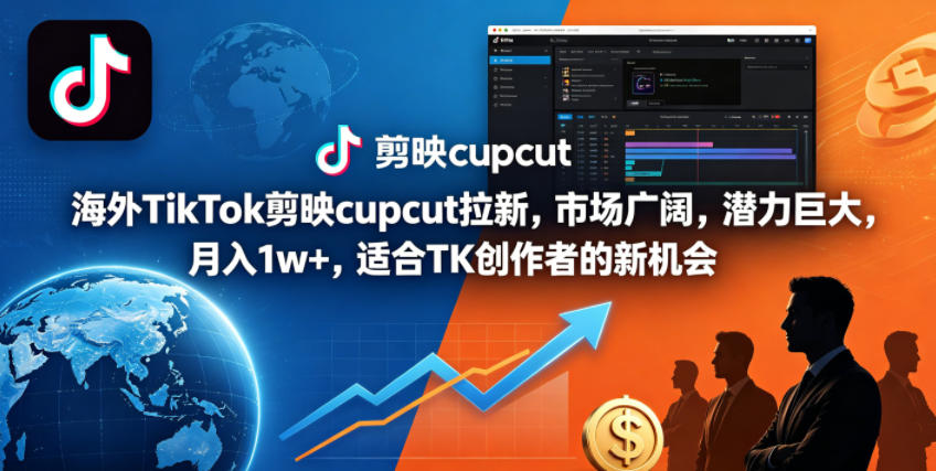 海外TikTok剪映cupcut拉新，市场广阔，潜力巨大，月入1w+，适合TK创作者的新机会-源创文化-轻创终点站