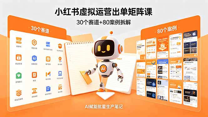 小红书虚拟运营出单矩阵课:30个赛道+80案例拆解,AI赋能批量生产笔记-源创文化-轻创终点站