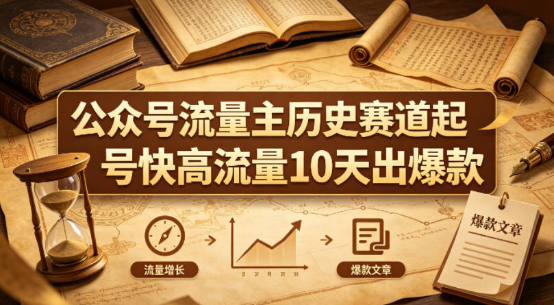 公众号流量主之历史赛道,起号快+高流量,10天就能出爆款!-源创文化-轻创终点站