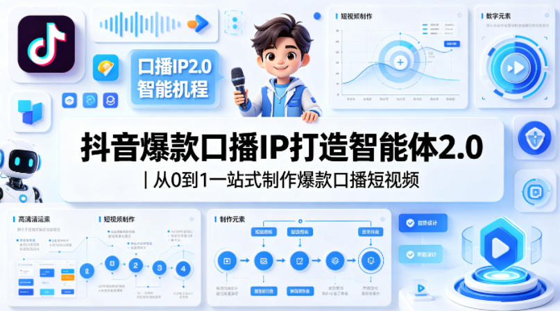 抖音爆款口播IP打造智能体2.0｜从0到1一站式制作爆款口播短视频-源创文化-轻创终点站