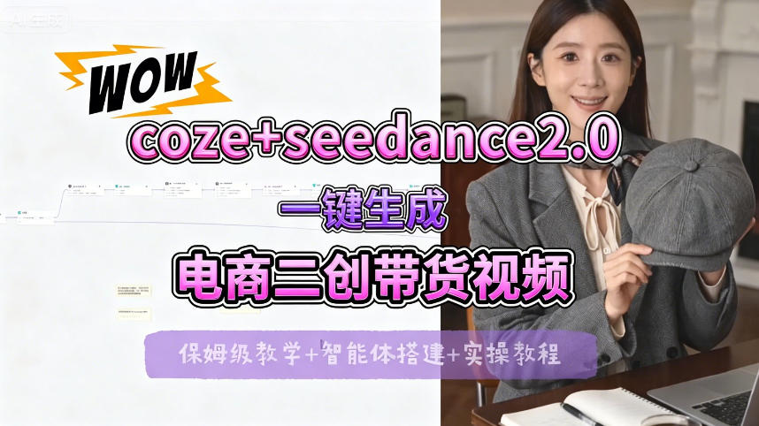 【Coze工作流搭建实操教程】seedance2.0+coze一键生成电商二创带货视频,全流程保姆级教学-源创文化-轻创终点站
