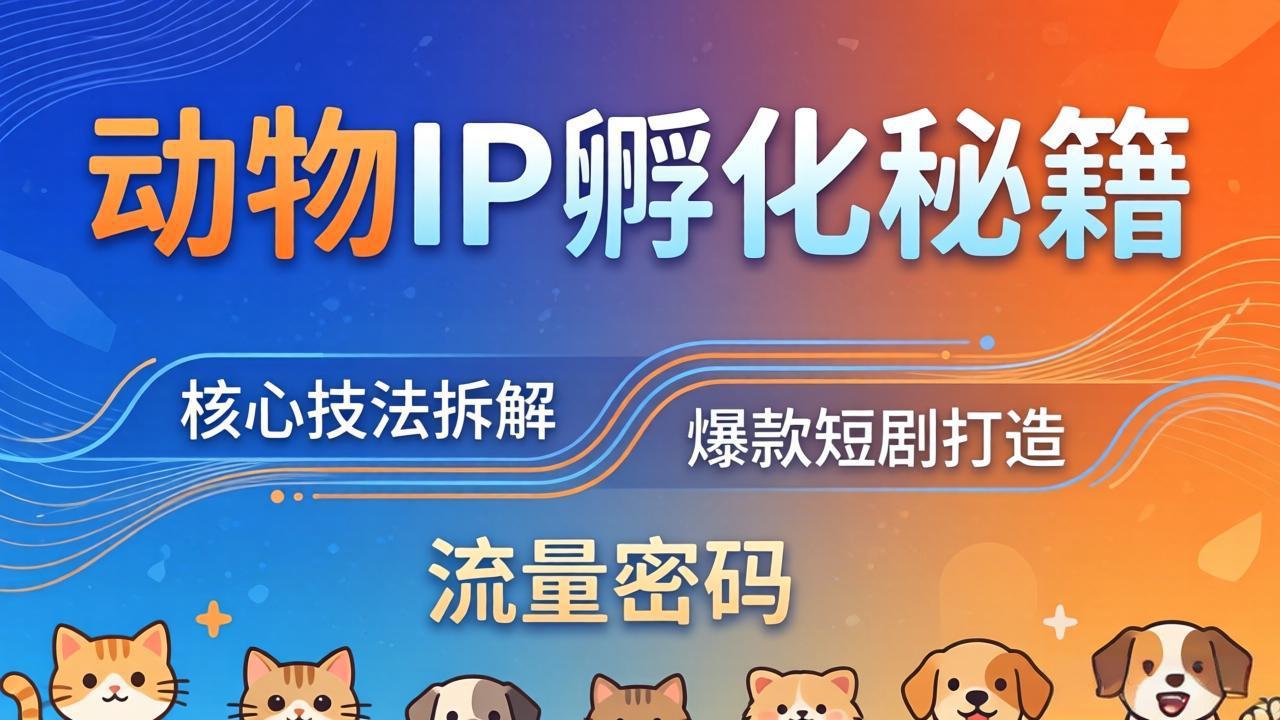 动物IP孵化全套秘籍，三大核心技法拆解，打造爆款萌宠短剧，轻松拿捏赛道流量密码-源创文化-轻创终点站