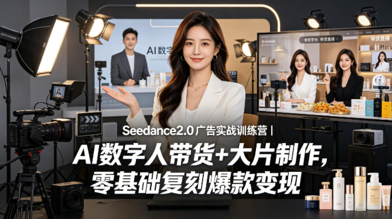 Seedance2.0广告实战训练营｜AI数字人带货+大片制作，零基础复刻爆款变现-源创文化-轻创终点站
