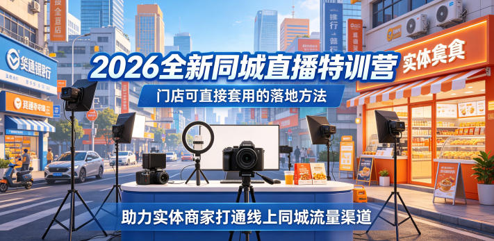 2026全新同城直播特训营，门店可直接套用的落地方法，助力实体商家打通线上同城流量渠道-源创文化-轻创终点站