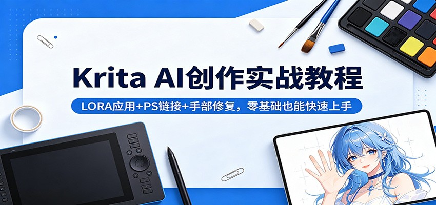 Krita AI创作实战教程：LORA应用+PS链接+手部修复，零基础也能快速上手-源创文化-轻创终点站