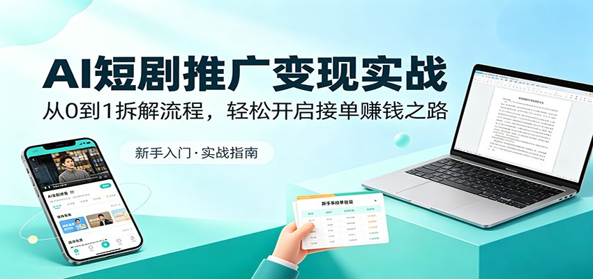 AI短剧推广变现实战：从0到1拆解流程，轻松开启接单赚钱之路-源创文化-轻创终点站