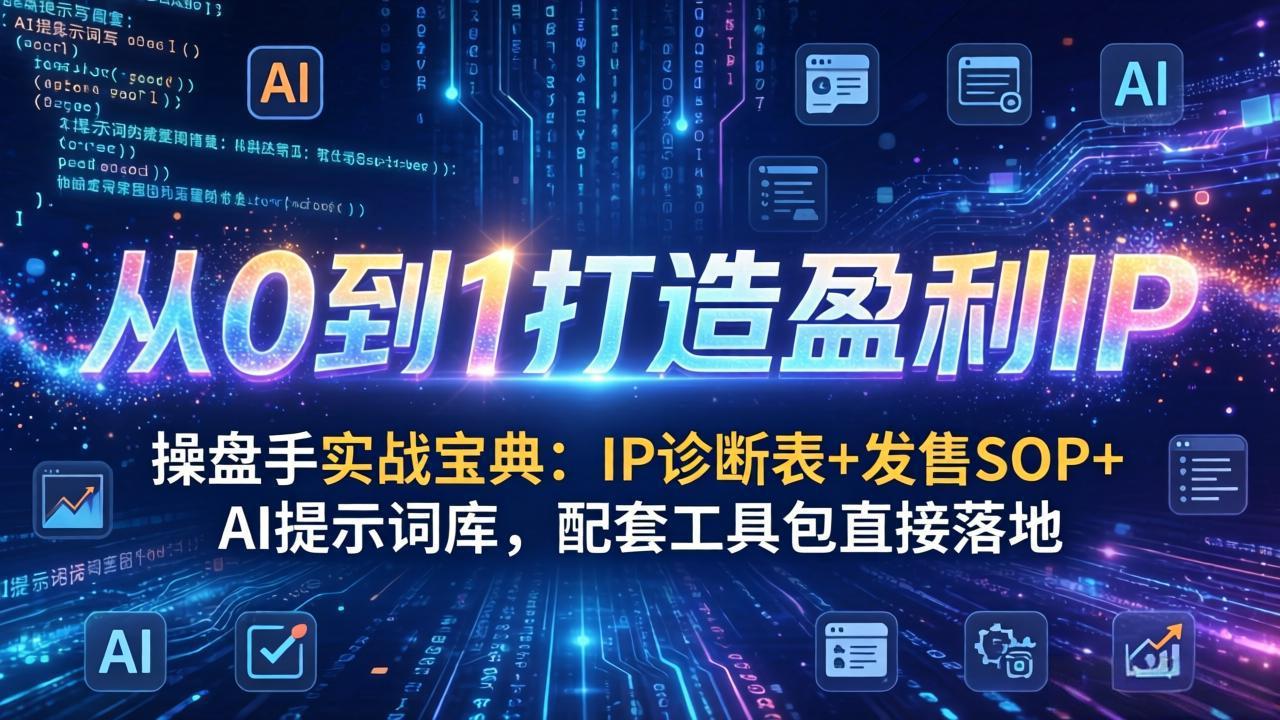 操盘手实战宝典：IP诊断表+发售SOP+AI提示词库，配套工具包直接落地，从0到1打造盈利IP-源创文化-轻创终点站