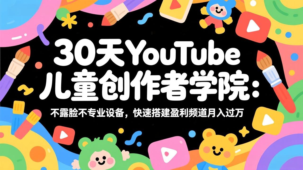 30天YouTube儿童创作者学院：不露脸不专业设备，快速搭建盈利频道月入过万-源创文化-轻创终点站