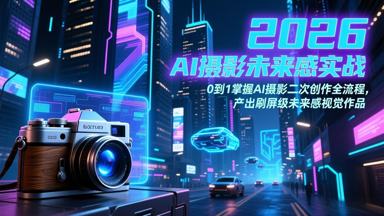 2026 AI摄影未来感实战：0到1掌握AI摄影二次创作全流程，产出刷屏级未来感视觉作品-源创文化-轻创终点站