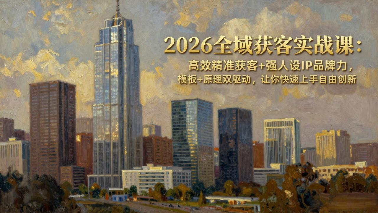 2026全域获客实战课：高效精准获客+强人设IP品牌力，模板+原理双驱动，让你快速上手自由创新-源创文化-轻创终点站